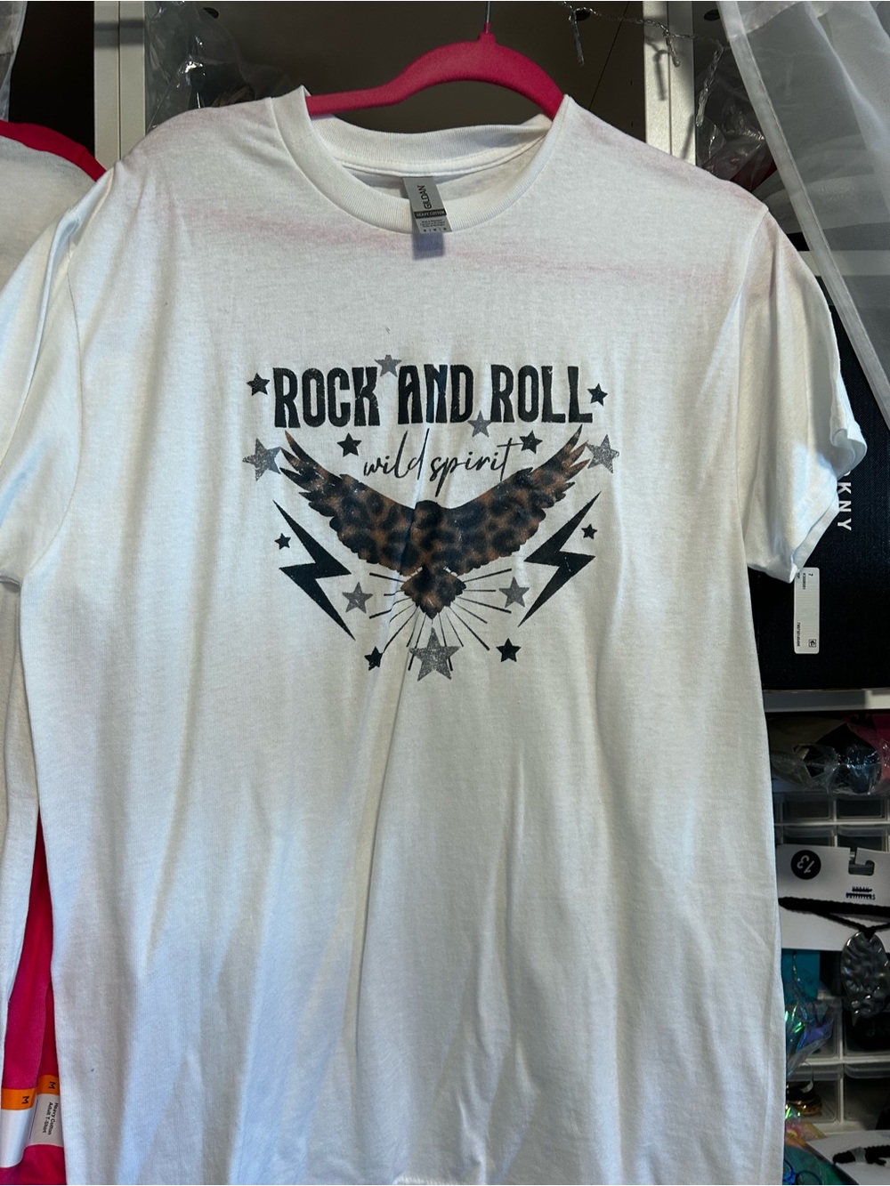 Gildan White Rock and Roll Wild Spirit Graphic Tee - Leopard Wing